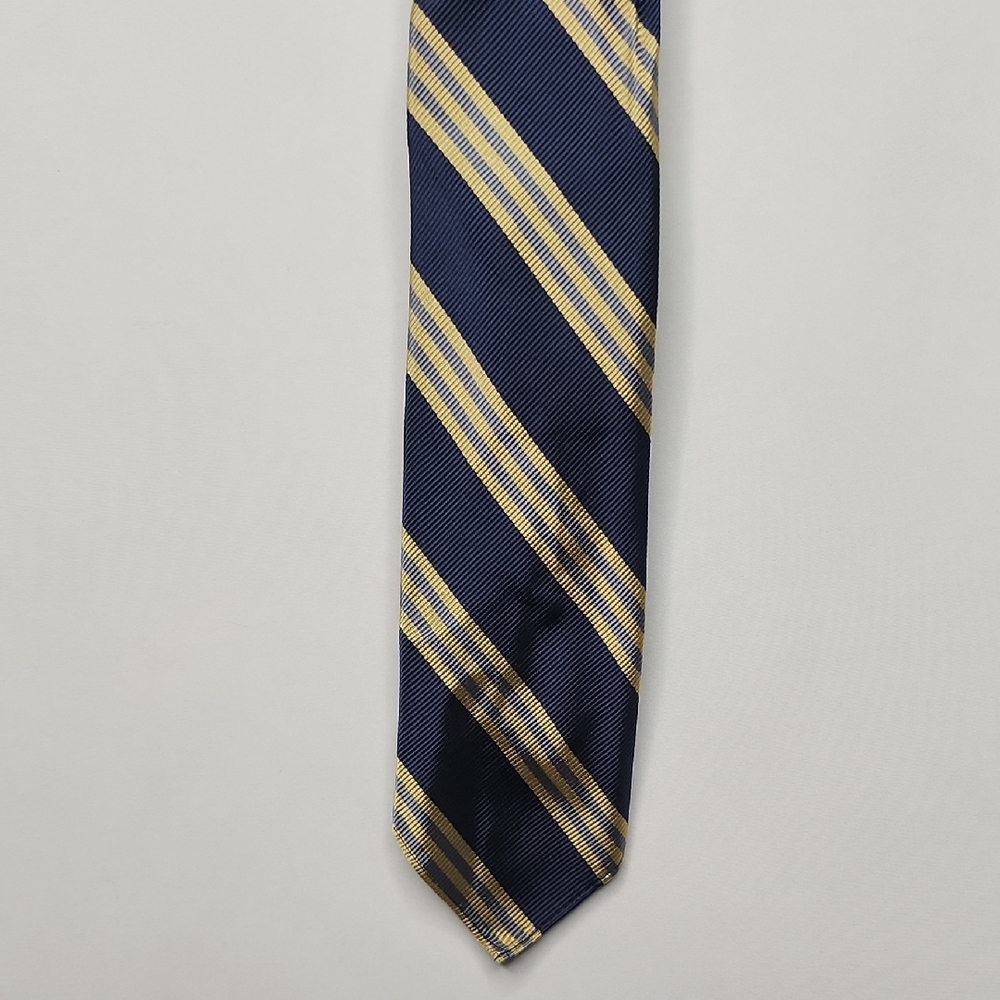 Paul Stuart Navy and Yellow Diagonal Striped Silk Tie